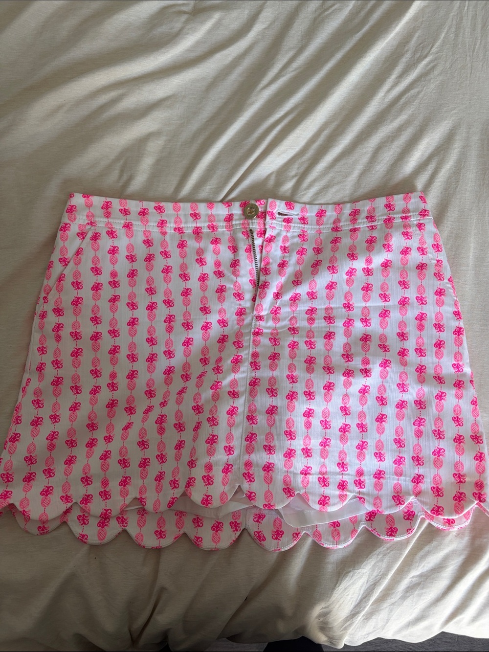 Lilly Pulitzer Pink Floral-Print Scallop Hem Mini Skirt